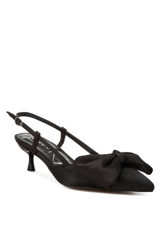 Oksha Satin Bow Slingback Sandals