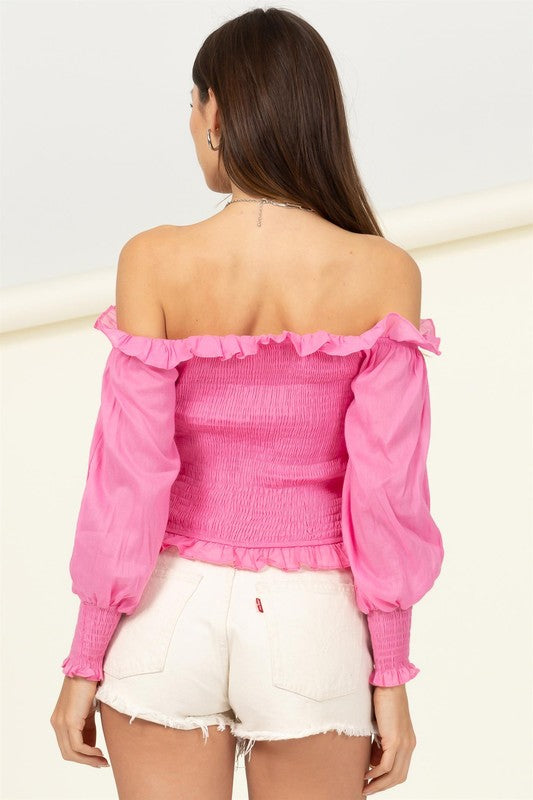 Evelyn Ruffle Puff Sleeve Off Shoulder Top