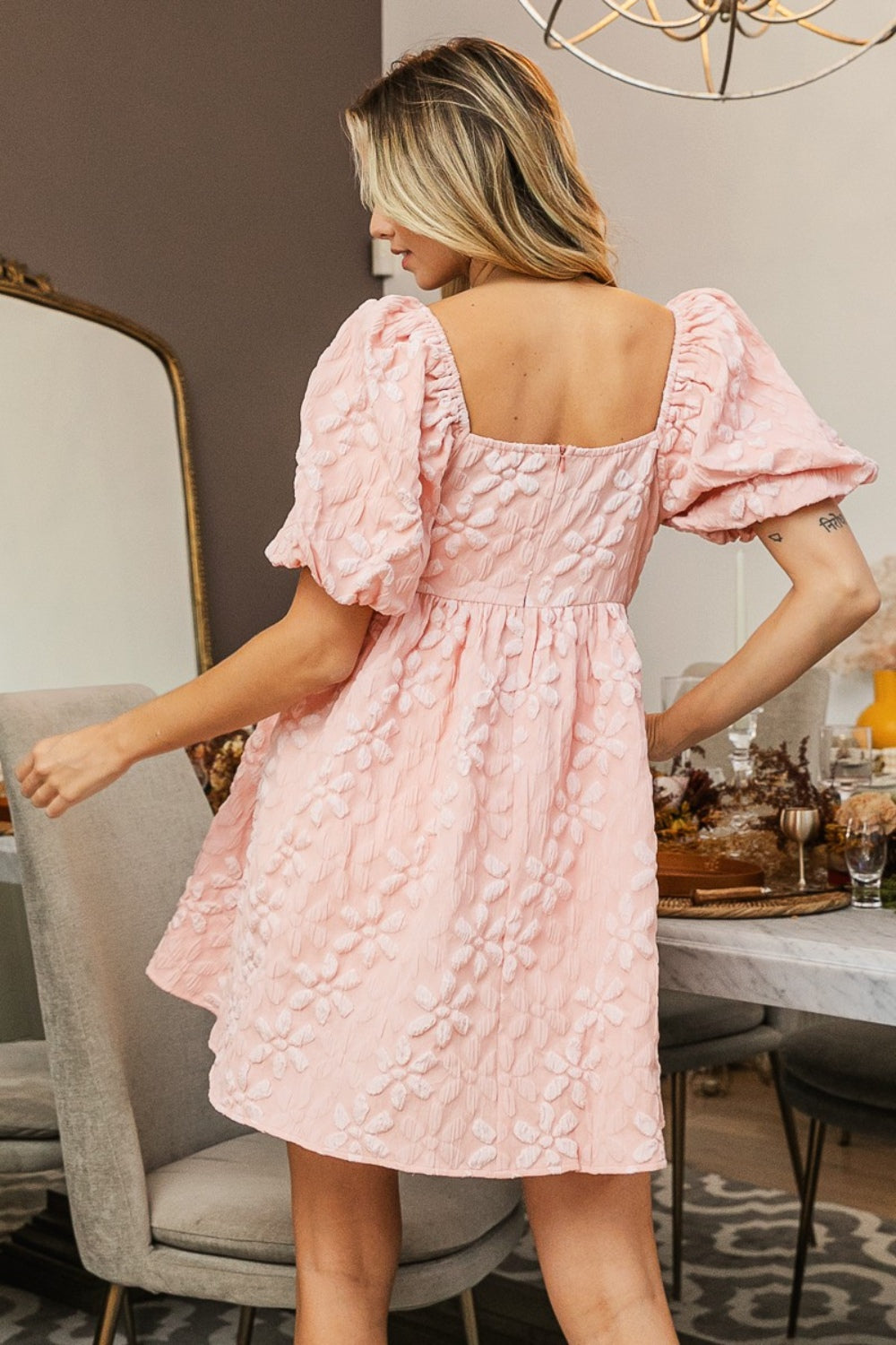 Kylie Flower Puff Sleeve Dress