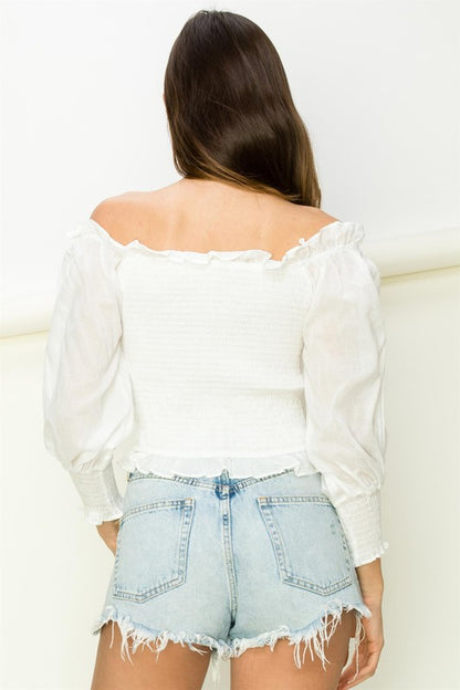 Evelyn Ruffle Puff Sleeve Off Shoulder Top