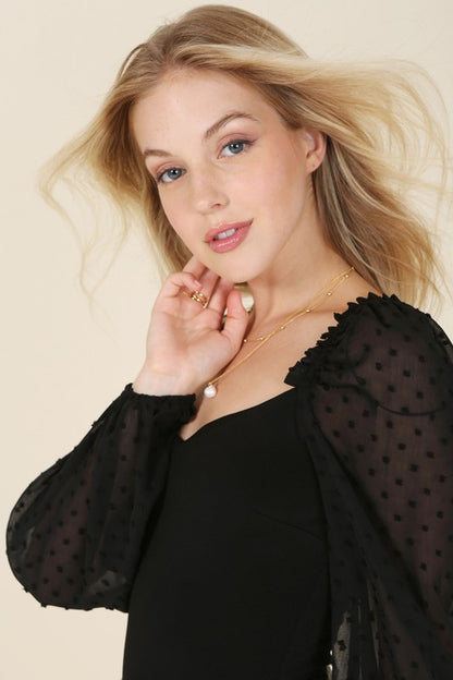 Noemi Polka Dot Puff Sleeve Bodysuit