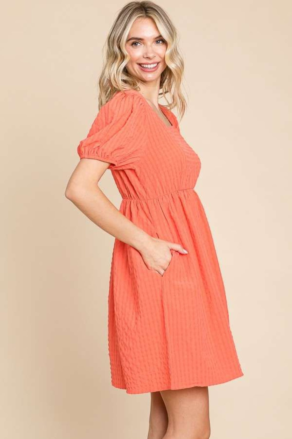 Lila Textured Short Sleeve Dress