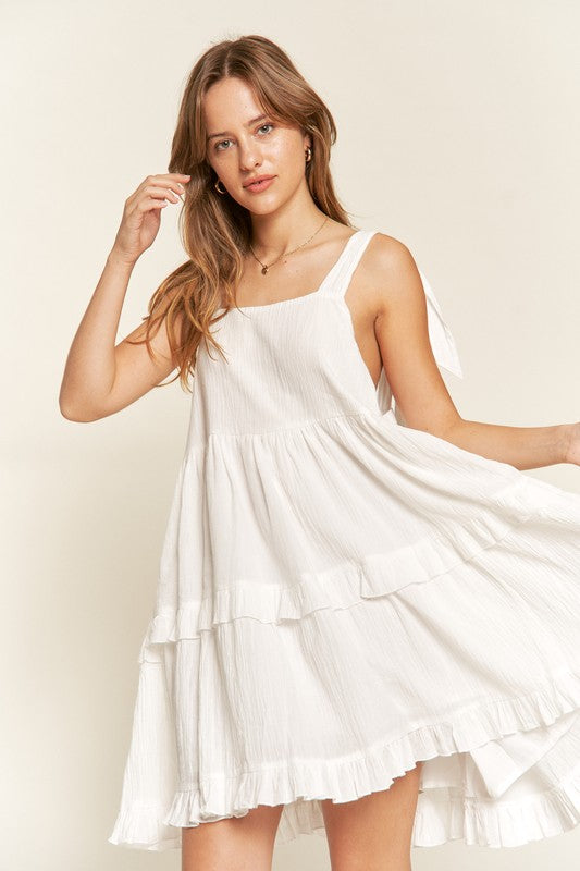 Emily Tie Shoulder Ruffle Dress