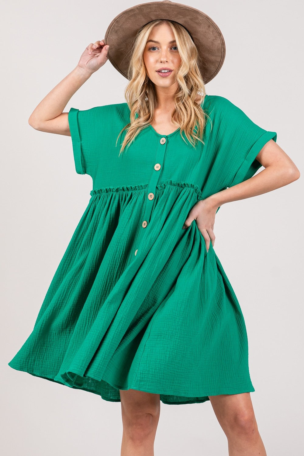 Haven Button Up Short Sleeve Dress