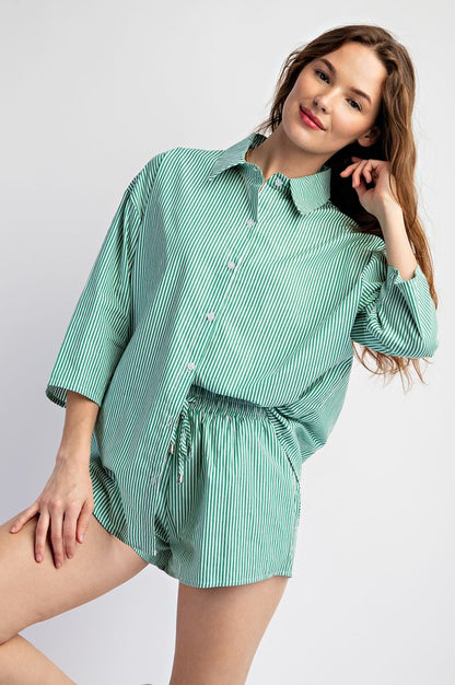 Kenzie Striped Button Down Short Set