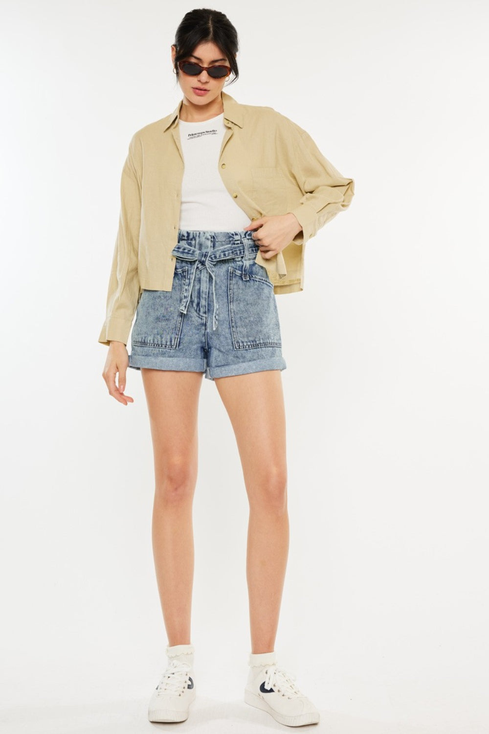 Kassie Ultra High Rise Paperbag Denim Shorts