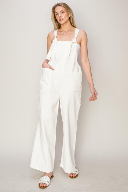 Arabella Twill Knotted Strap Overalls