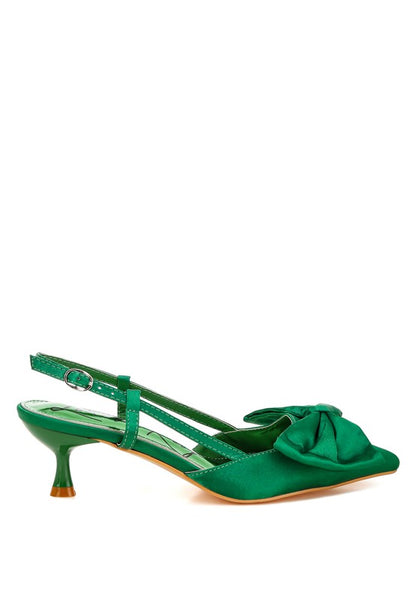 Oksha Satin Bow Slingback Sandals