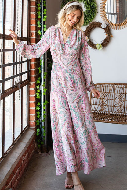 Maggie Tie-Back Long Sleeve Maxi Dress