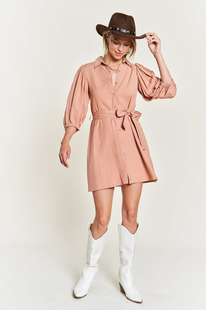 Juniper Tie Waist Puff Sleeve Dress