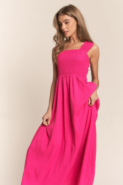 Jenna Crisscross Back Tie Maxi Dress - Pink