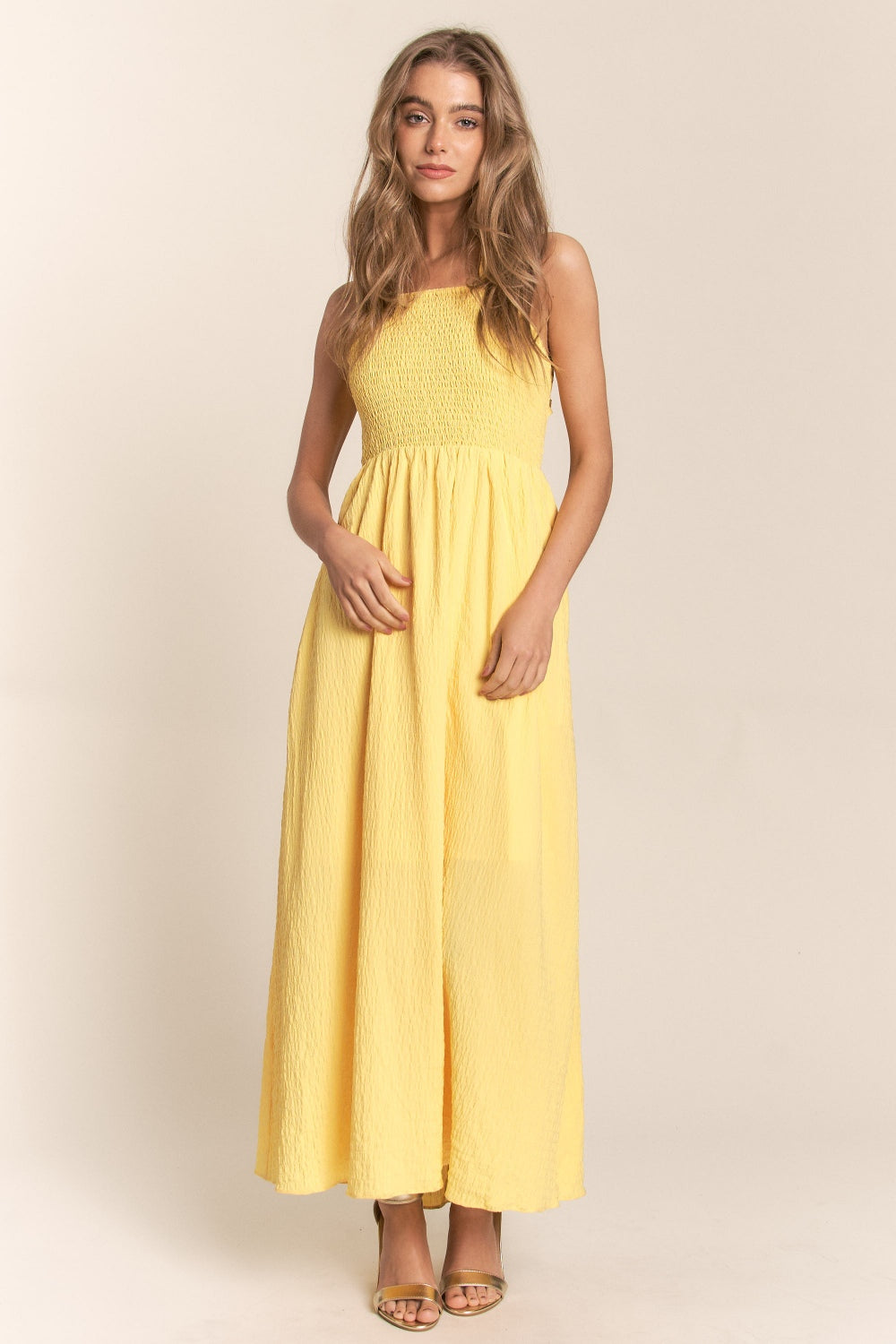 Jenna Crisscross Back Tie Maxi Dress - Yellow