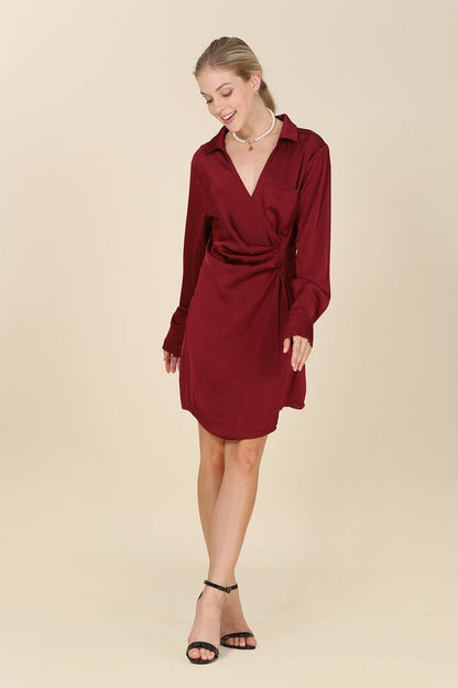 Autumn Satin Wrap Dress - J. Madison & Co.