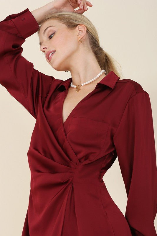 Autumn Satin Wrap Dress - J. Madison & Co.