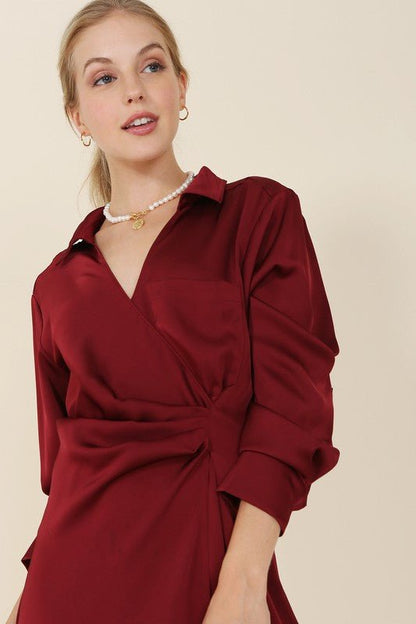 Autumn Satin Wrap Dress - J. Madison & Co.