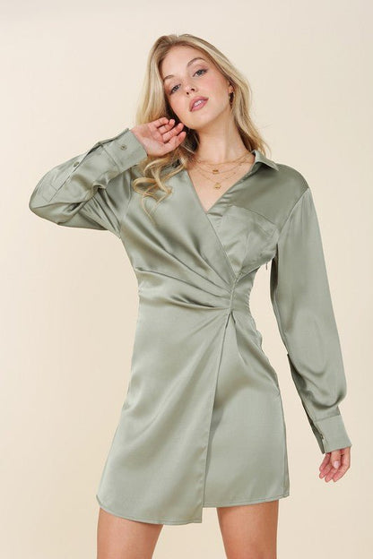 Autumn Satin Wrap Dress - J. Madison & Co.