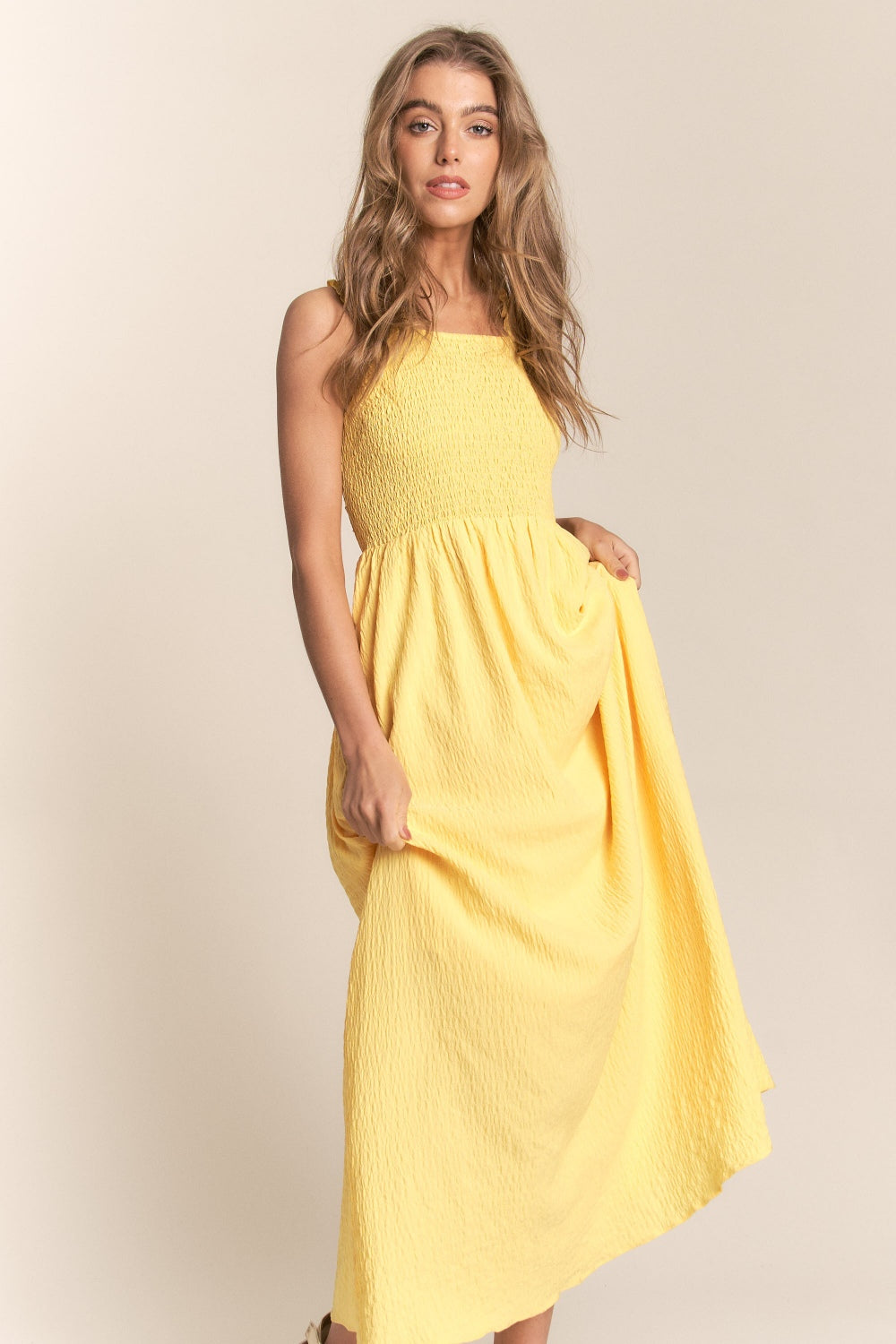 Jenna Crisscross Back Tie Maxi Dress - Yellow