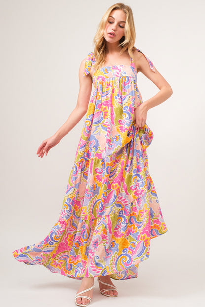 Gigi Printed Tie Shoulder Maxi Dress