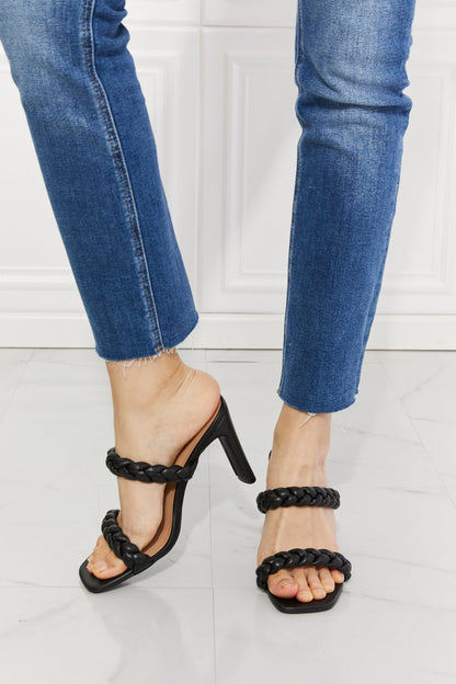 Double Braided Block Heel Sandal - Black - J. Madison & Co.