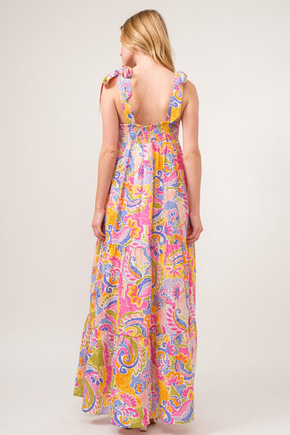 Gigi Printed Tie Shoulder Maxi Dress