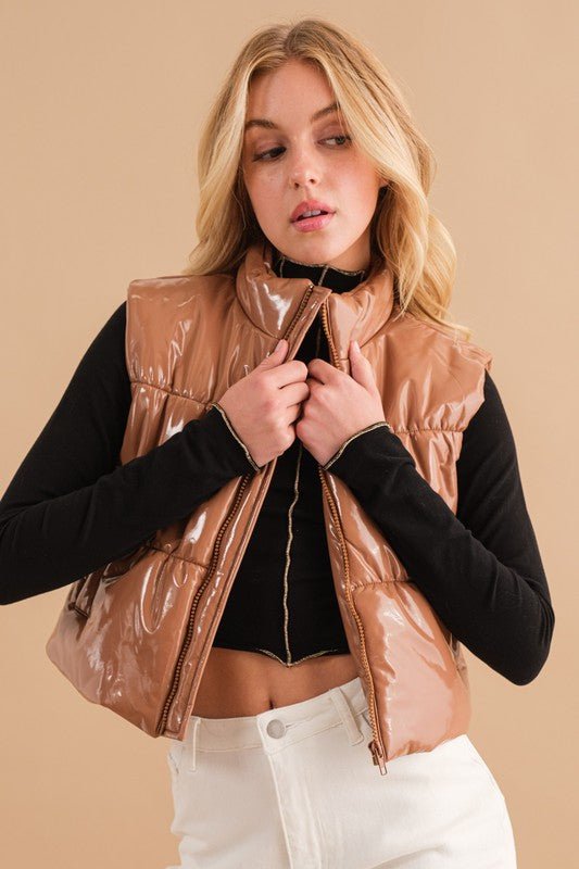 Gigi Glossy Puffer Vest - J. Madison & Co.