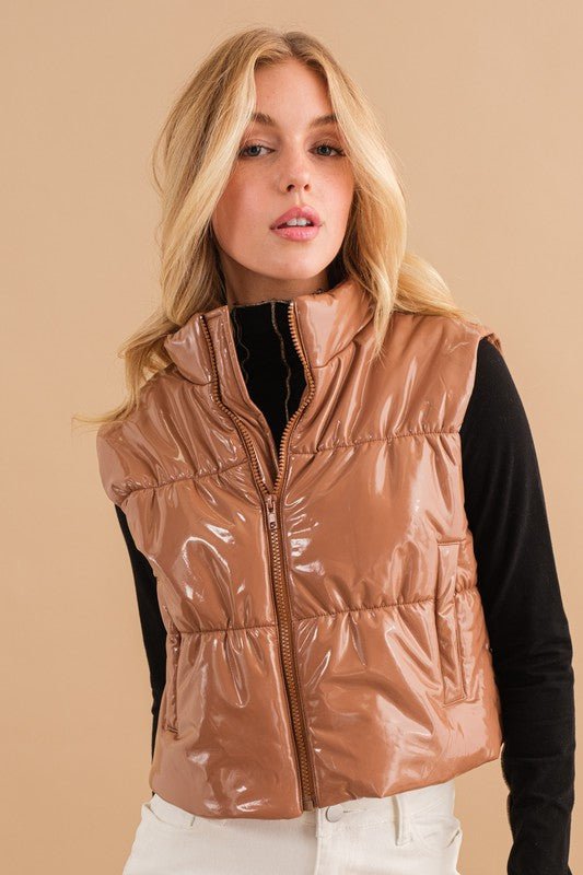 Gigi Glossy Puffer Vest - J. Madison & Co.