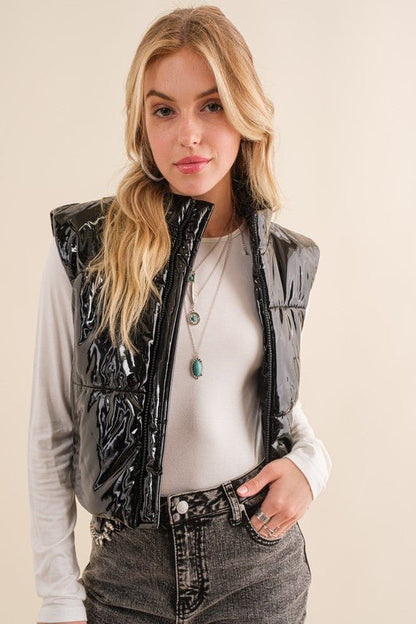 Gigi Glossy Puffer Vest - J. Madison & Co.