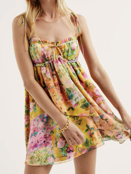 Lacey Floral Babydoll Mini Dress