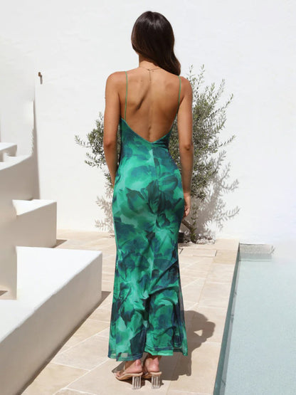 Gabby Tropical Cowl Neck Maxi Dress