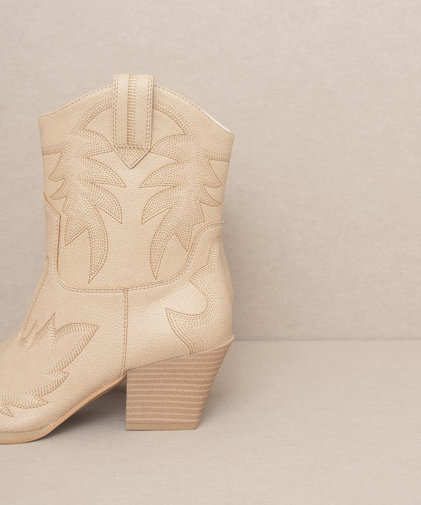 Malia Embroidered Cowboy Boots - White & Tan - J. Madison & Co.