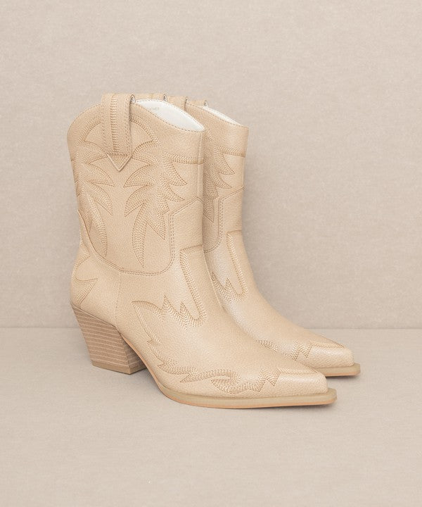 Malia Embroidered Cowboy Boots - White & Tan - J. Madison & Co.