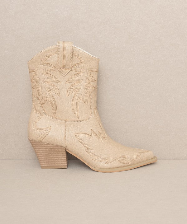 Malia Embroidered Cowboy Boots - White & Tan - J. Madison & Co.