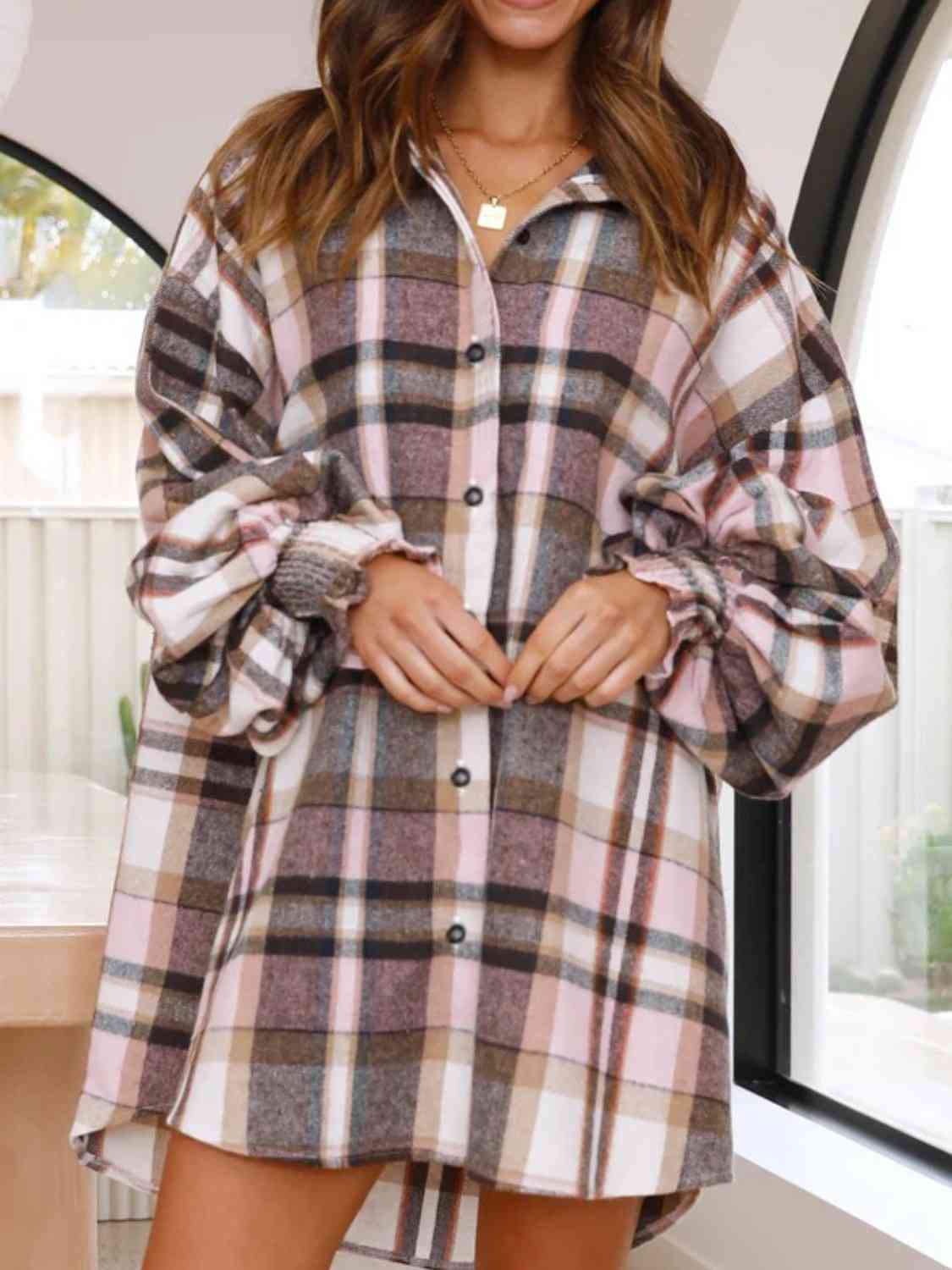 Patsy Plaid Puff Sleeve Shirt - J. Madison & Co.