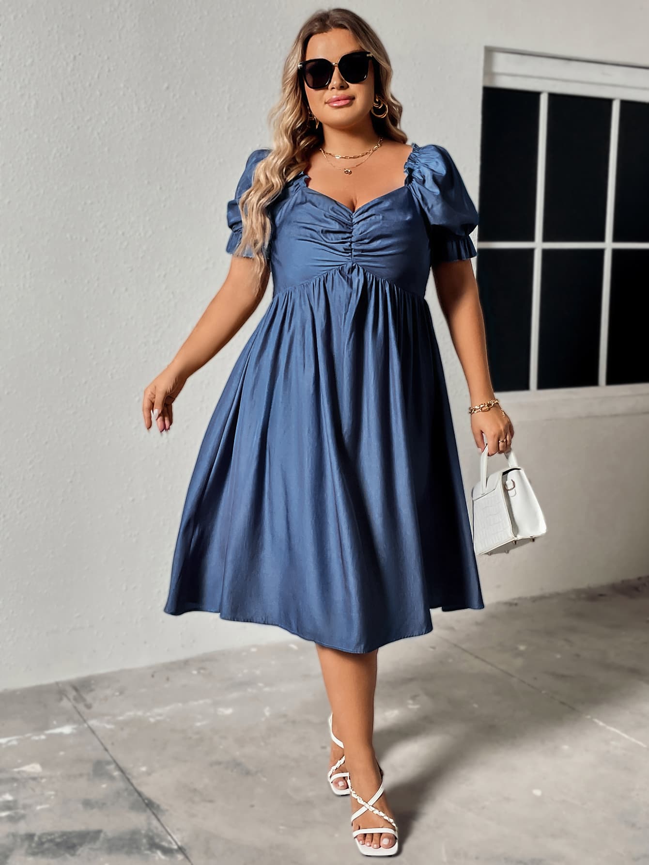 Sweetheart Ruched Midi Dress - J. Madison & Co.